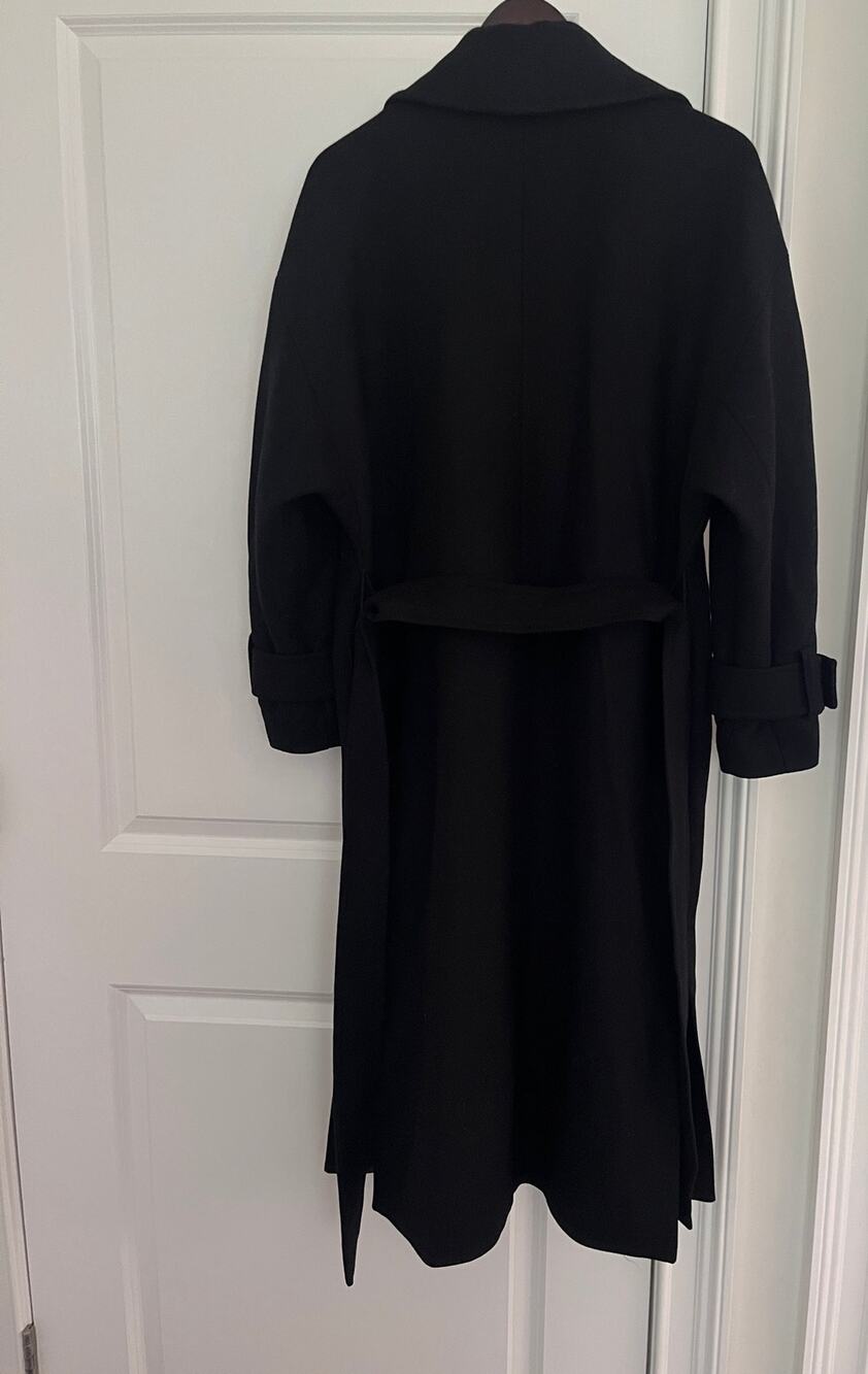 ZARA Manteco Black 75% Wool Double-Breasted Coat Jacket Outerwear Size XS